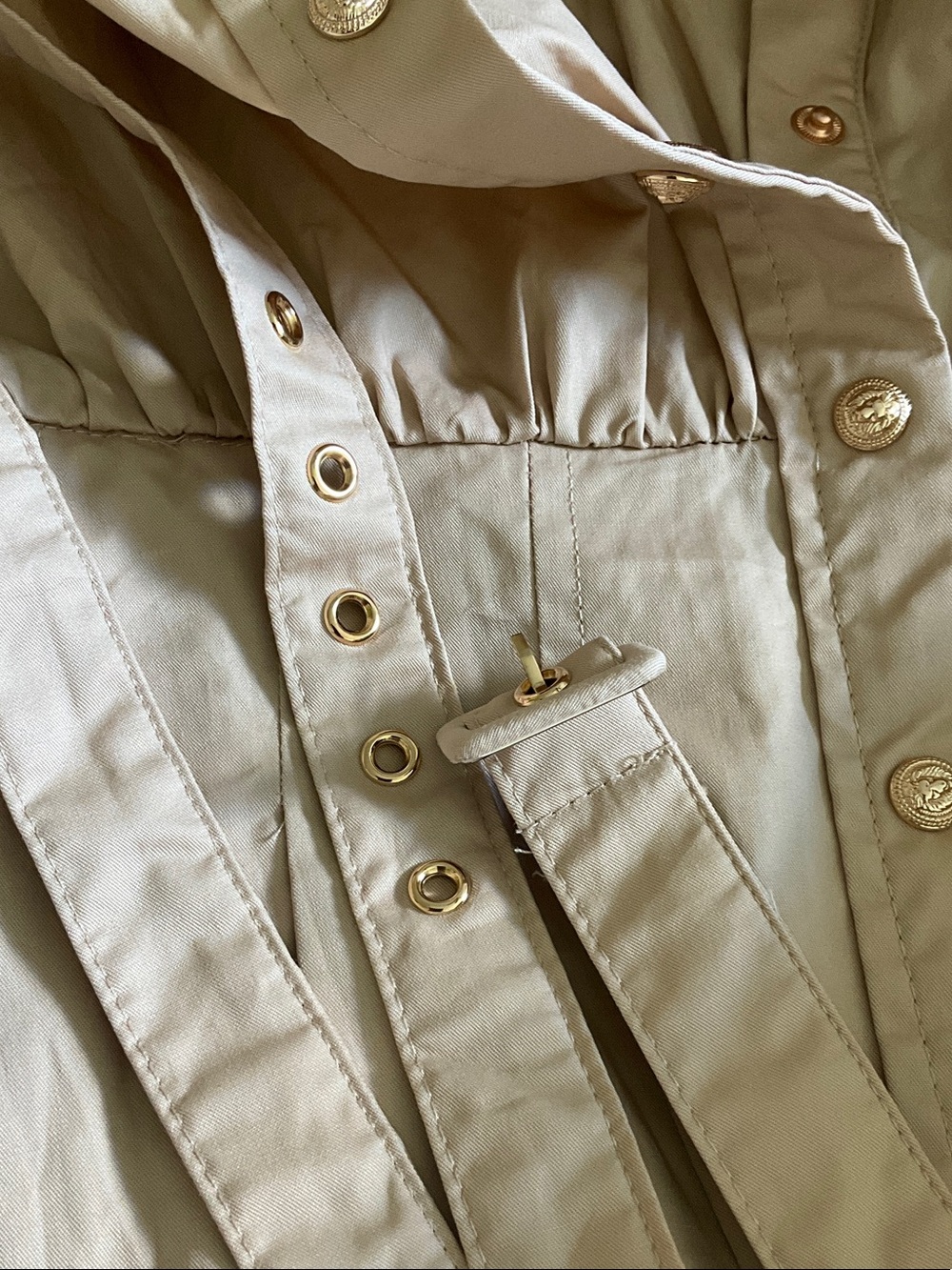 Cotton Poplin Belted Midi Shirt Dress in Tan - Picture 6 of 7